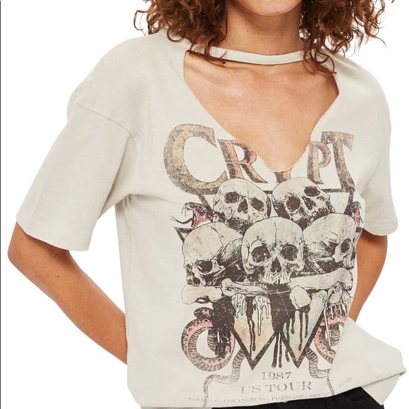 Topshop Tops - TOPSHOP Crypt Distressed T-Shirt